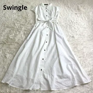 Swingle 스윙글 셔츠 원피스 슬리브리스 스트라이프 리본