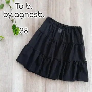 새상품급 To b.by agnesb. 티어드 튤 미니 스커트 블랙 38