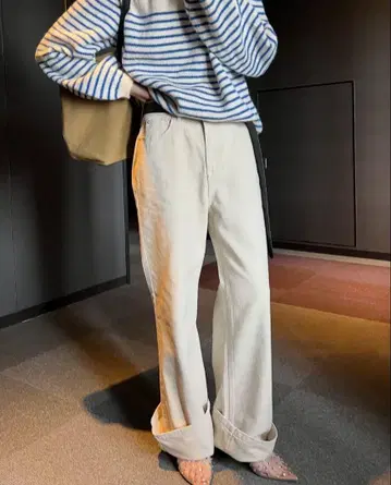 comosmos 스트레이트 데님 아이보리