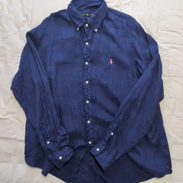 Ralph Lauren 네이비 린넨 긴팔 셔츠 XL