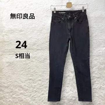 무인양품 슬림 스트레이트 청바지 24 블랙 데님 팬츠 청바지