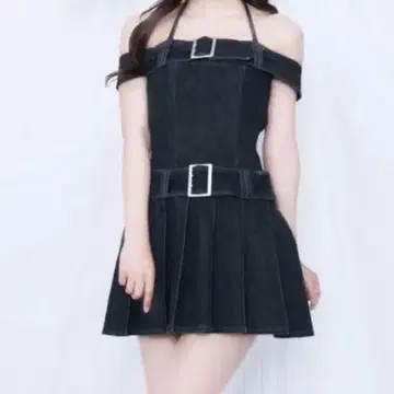 미개봉 새상품 더블 벨트 데님 원피스 블랙 미니 원피스 eatme