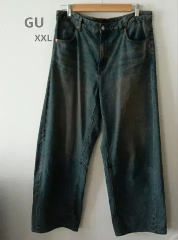 지유 2XL 배럴 레그 청바지 짧은 길이