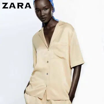 ZARA 자라 새틴 라이크 오픈 카라 셔츠