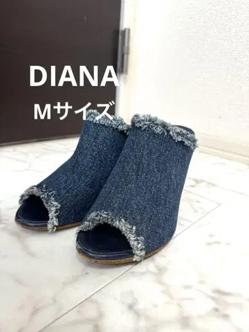다이애나 샌들 약 23cm 데님 오픈토 M 사이즈