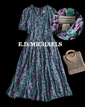 E.D.MICHAELS 미국제 빈티지 A 라인 플레어 롱 원피스 블랙
