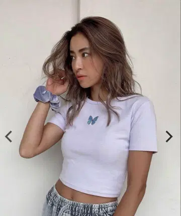 Alexia Stam 버터플라이 자수 크롭 티셔츠