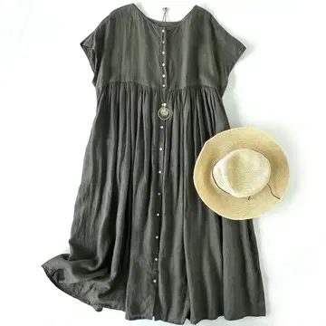 네스트로브 nest Robe 린넨 100% 개더 원피스 2way