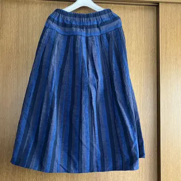 얀마 산업 아이즈 목화 턱 스커트 가다랑어 줄무늬 파랑 +10cm 길이