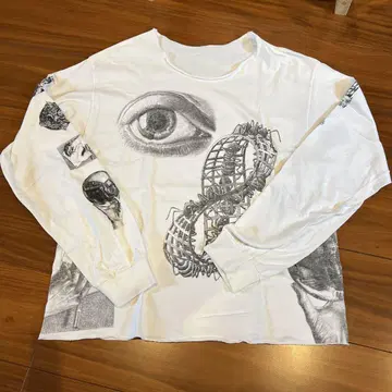 90's M.C. Escher 멀티 프린트 롱 T 컷오프