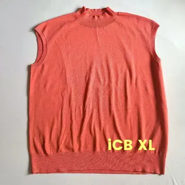 iCB 아이시비 XL 하이넥 슬리브리스 니트 셔벗 오렌지
