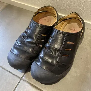 Clarks 클락스 클로그 샌들 가죽 신발 UK8 블랙