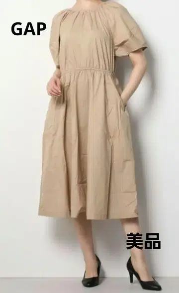 GAP 코튼 100% 반팔 무릎 기장 원피스 브라운 SS
