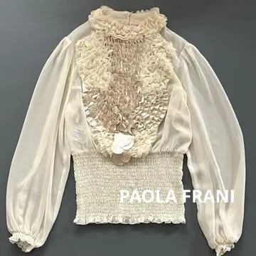 새상품급 파올라 플라니 PF 쉬폰 프릴 블라우스 시어