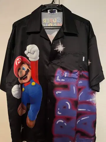 PURPLE STAIN 퍼플 스테인 마리오 프린트 새틴 셔츠