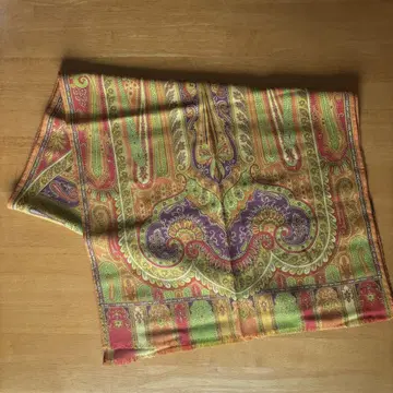 ETRO 에트로 울 실크 스카프 스톨 페이즐리 무늬 빨간색 그린