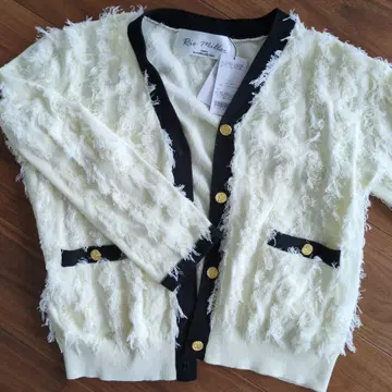 Rie Miller 프린지 가디건 아이보리 38