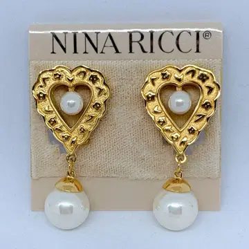 NINA RICCI 니나리치 하트 펄 골드 귀찌