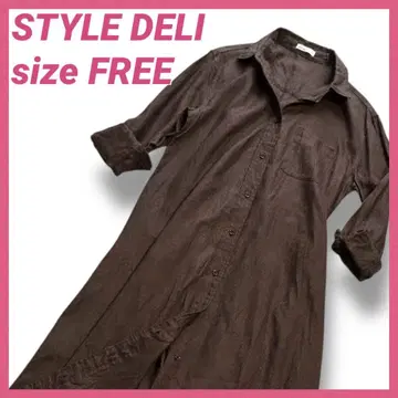 스타일 델리 STYLE DELI 린넨 셔츠 원피스 프리 브라운