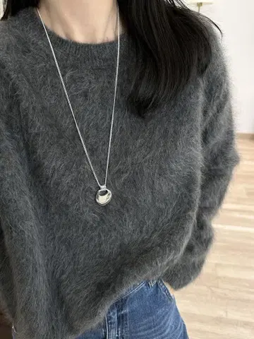 롱 실버 목걸이