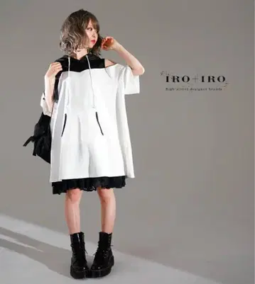 favorite iro+iro 원피스 후드티 오프숄더 화이트