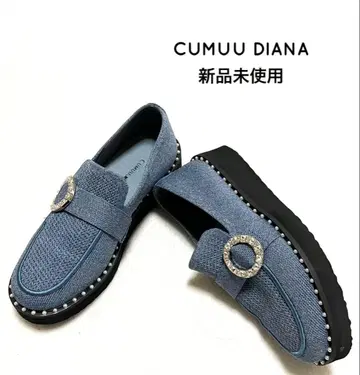 CUMUU DIANA 니트 로퍼 여성용 로퍼 버클 신발