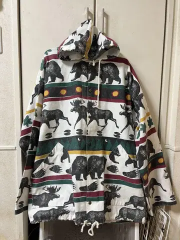 90s USA제 Michigan Rag 애니멀 무늬 미시건 러그 S/M