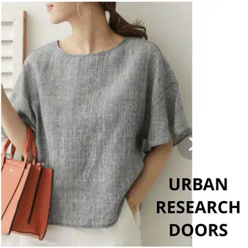 URBAN RESEARCH DOORS 린넨 체크 블라우스