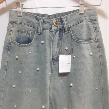 새상품 빈티지풍 펄 장식 데님 팬츠 S 사이즈