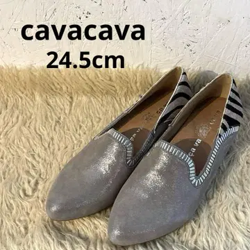 새상품급 cavacava 그레이 슬립온 라메 송치 실버 제브라