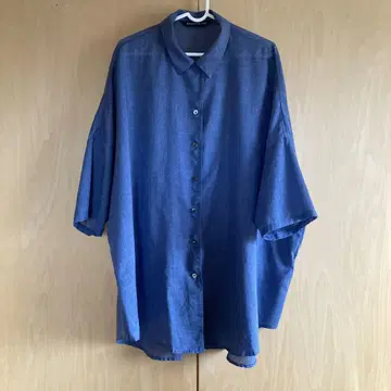 mizuiro ind 다크 블루 오분 소매 셔츠