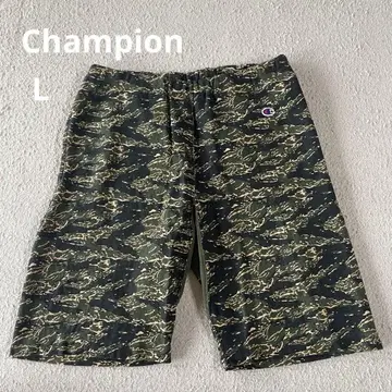 챔피온 하프 팬츠 L 타이거 카모 리버스 위브