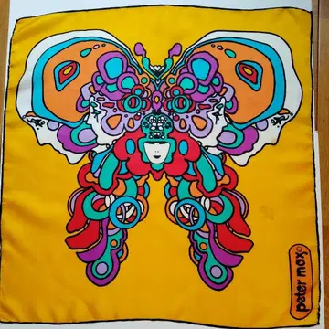 Peter MAX 피터 맥스 70년대 스카프 버터플라이 나비