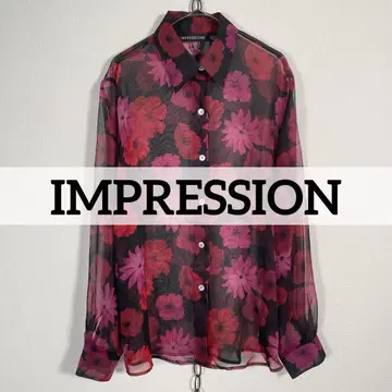 한국제 90년대 빈티지 IMPRESSION 꽃무늬 레이스 셔츠 쉘 버튼