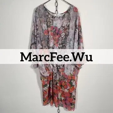 MarcFee.Wu 실크 블렌드 꽃무늬 슬릿 원피스 숄더 드롭