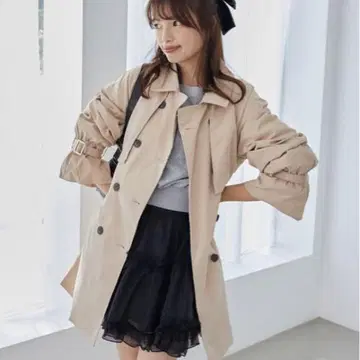 베이지 트렌치코트 프릴 미니 길이