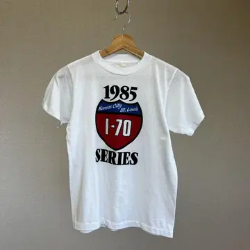 80s USA제 화이트 프린트 티셔츠 반팔 S 사이즈 피타 T 빈티지