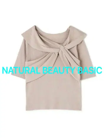 NATURAL BEAUTY BASIC 크로스 리본 리브 니트