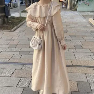 RiLi STORE 케이프 롱 원피스 핑크 베이지