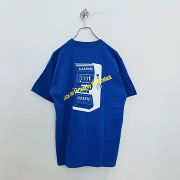 오리지널 슬롯 티셔츠 블루 백 프린트 L 사이즈