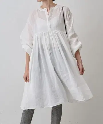 BEARDSLEY 24SS 린넨 개더 튜닉 화이트