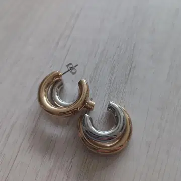 Zara 골드 실버 이중 반지 후프 귀걸이