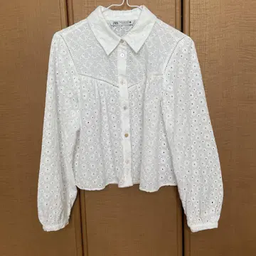 화이트 자수 코튼 셔츠 ZARA