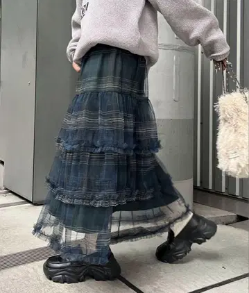CIAOPANIC 티어드 프릴 스커트 그린