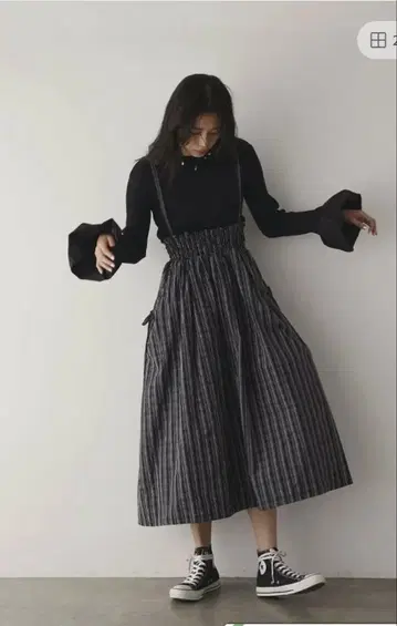 COEL 셔링 포켓 서스펜더 스커트