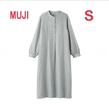 [택 포함] 무인양품 카폭 혼방 이중 거즈 긴팔 원피스 S