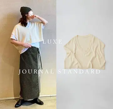 23ss LUXE 저널 스탠다드 라미 코튼 텐지쿠 V넥 베스트