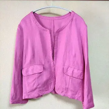 린넨 노카라 자켓 핑크