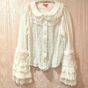 BABY 플라워 레이스 원단 블라우스 화이트