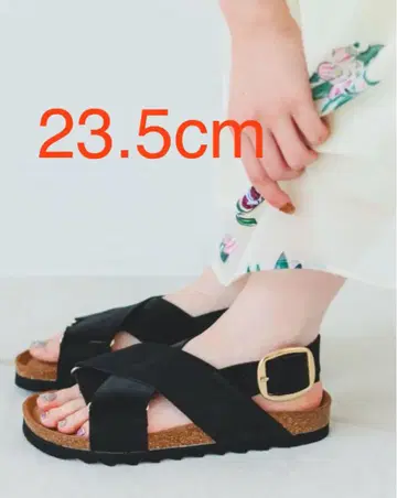 미사용 새상품 vinilo 스웨이드 샌들 블랙 23.5cm